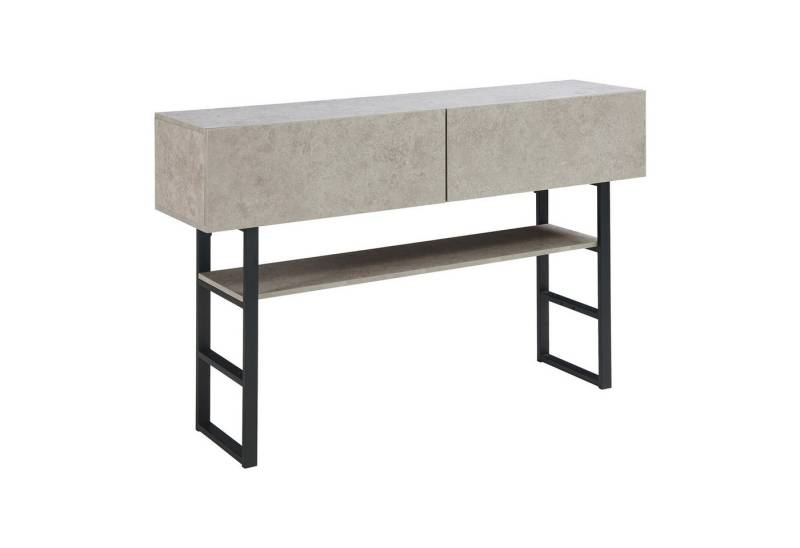 en.casa Konsolentisch, »Varberg« mit 2 Schubladen 75 x 120 x 30 cm Betonoptik, hell von en.casa