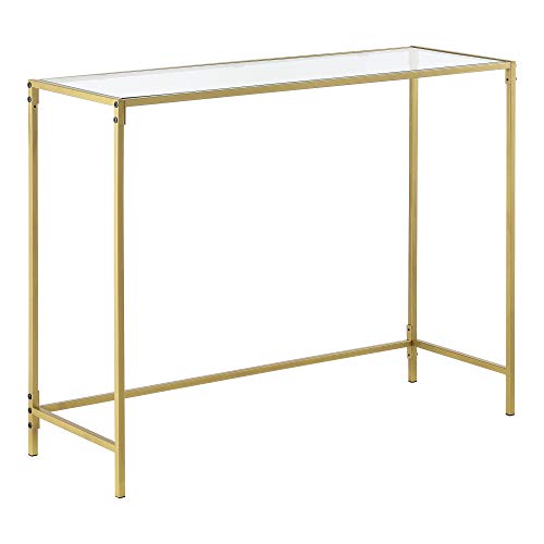 [en.casa] Konsolentisch Alajärvi 100 x 35 x 80 cm Flurtisch Konsole Glas-Tischplatte Kommode Highboard Glas Stahl Gold von [en.casa]