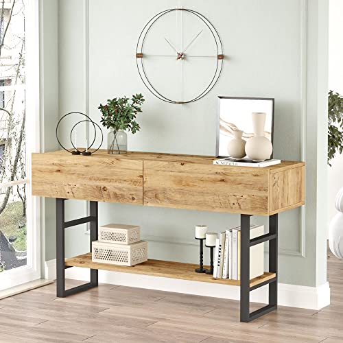 [en.casa] Konsolentisch Lappeenranta Sideboard mit 2 Türen Flurtisch 139x43x76 cm Beistelltisch mit Ablage Büro Wohnzimmer Industrial Eiche rustikal/Schwarz von [en.casa]