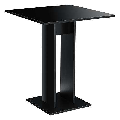 [en.casa] Küchentisch 'Lindesnes' Quadratisch 65 x 65 x 78 cm Säulentisch Esszimmertisch aus Spanplatte Speisetisch Tisch Schwarz Hochglanz von [en.casa]