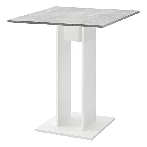 [en.casa] Küchentisch Quadratisch 65 x 65 x 78 cm Säulentisch Esszimmertisch aus Spanplatte Speisetisch Tisch Weiß/Beton-Optik von [en.casa]