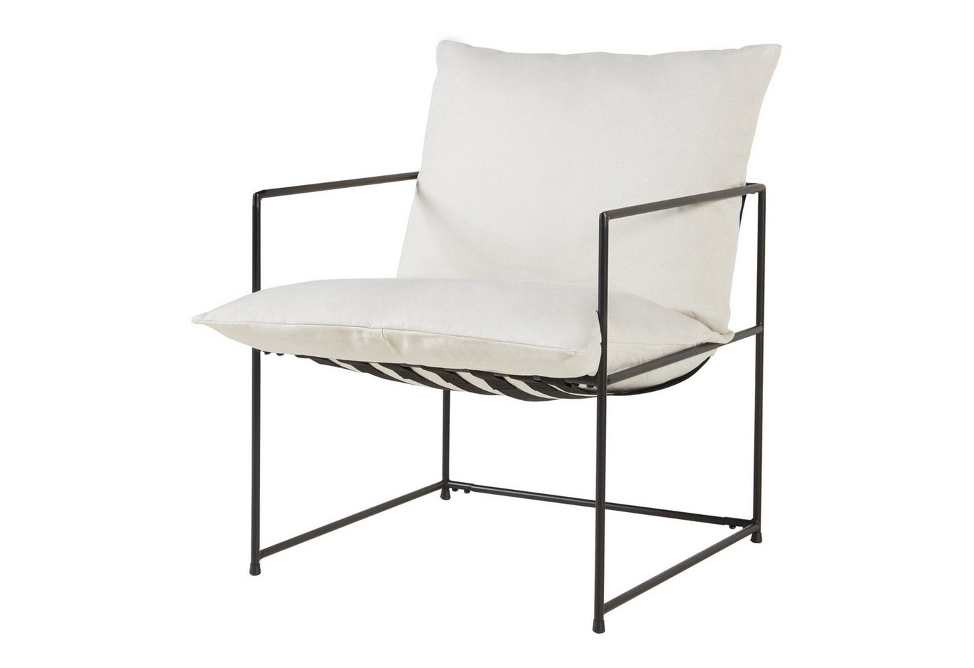 en.casa Loungesessel, »Utsjoki« mit Metallgestell und Polsterkissen Schwarz/Beige von en.casa