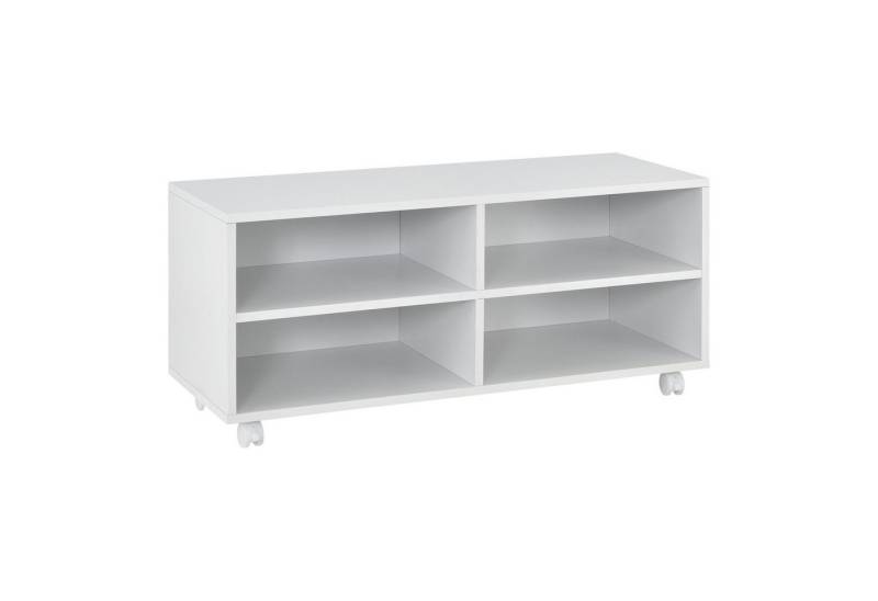 en.casa Lowboard, »Gränne« Rollbares Regal 90x35x40,5 cm Sideboard Weiß, matt von en.casa