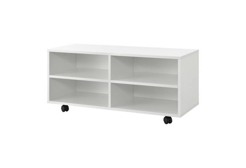en.casa Lowboard, »Gränne« Rollbares Regal 90x35x41cm Fernsehtisch Flurtisch Weiß von en.casa