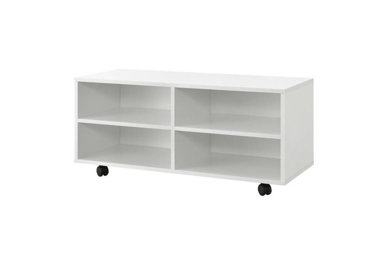 en.casa Lowboard, »Gränne« Rollbares Regal 90x35x41cm Fernsehtisch Flurtisch Weiß von en.casa