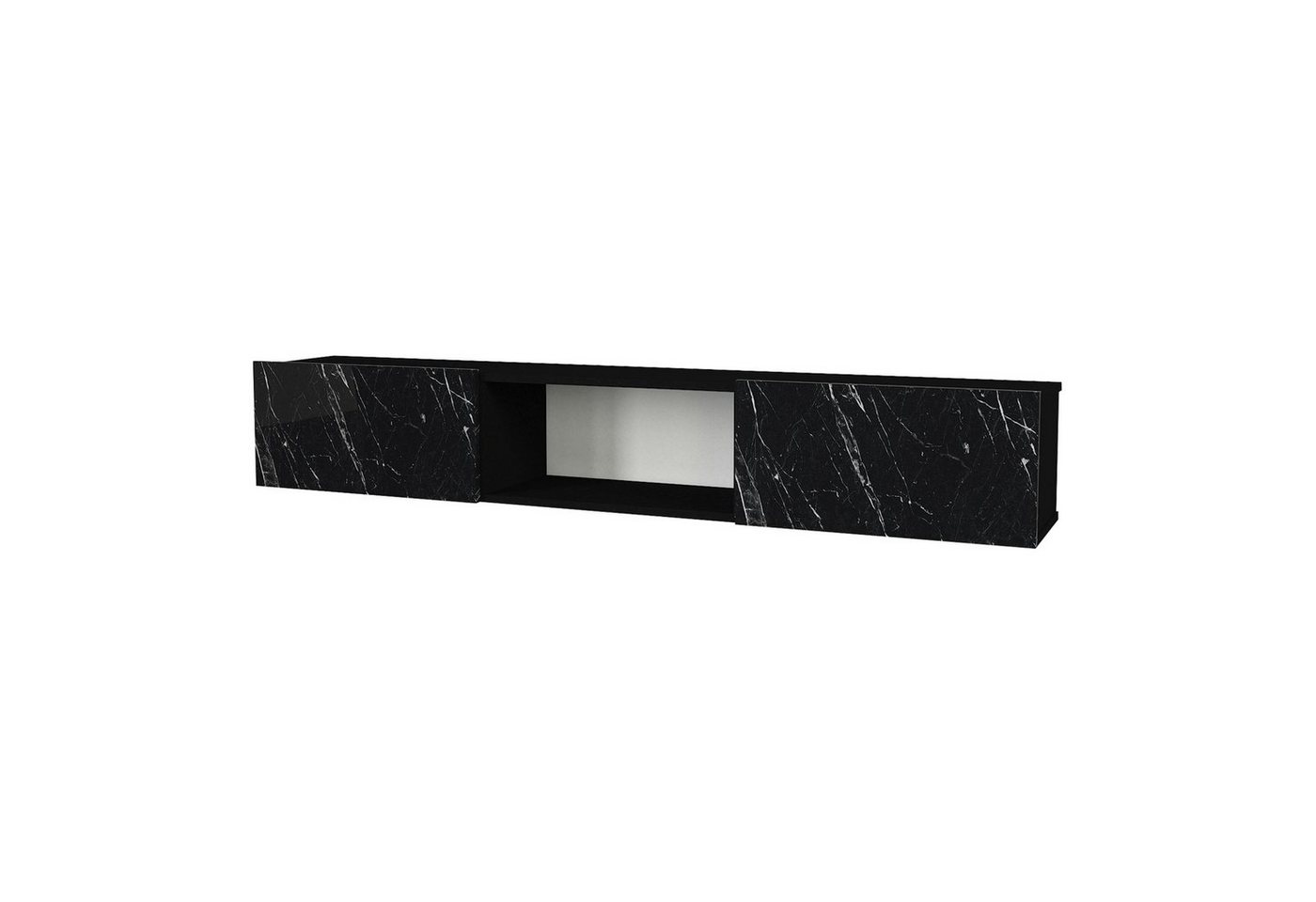 en.casa Lowboard, »Paltamo« Fernsehschrank 180x31x29,5cm Marmor, schwarz von en.casa