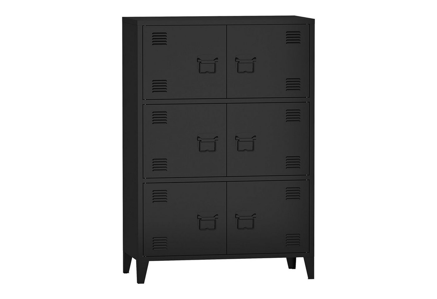 en.casa Mehrzweckschrank »Hamina« Büroschrank mit 6 Türen 80x140x113 cm Schwarz von en.casa