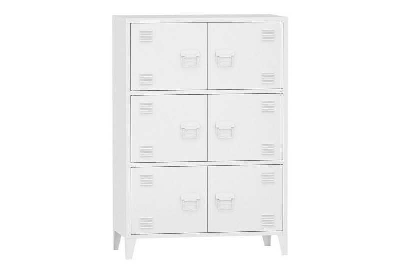 en.casa Mehrzweckschrank »Hamina« Büroschrank mit 6 Türen 80x140x113 cm Weiß von en.casa