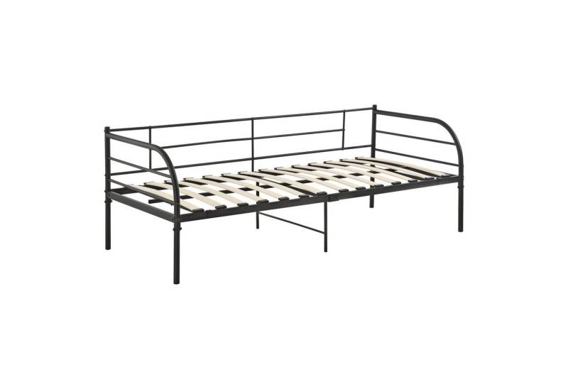 en.casa Metallbett, »Falun« Tagesbett Einzelbett Jugendbett Gästebett 90x200cm Schwarz von en.casa