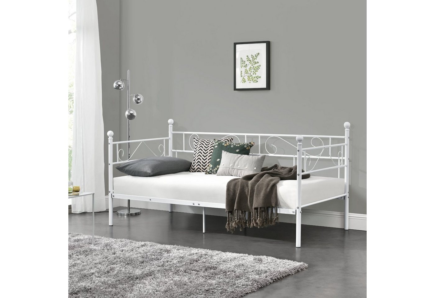 en.casa Metallbett, »Granada« Tagesbett 90x200cm in diversen Farben von en.casa