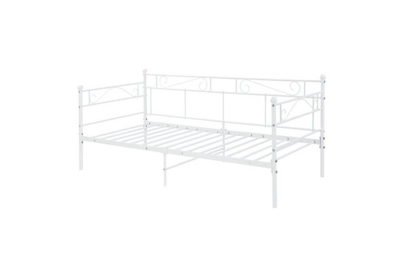 en.casa Metallbett, »Trerunta« Bettgestell 180 x 200 cm Stahl Weiß von en.casa