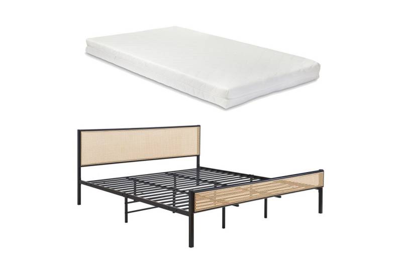 en.casa Metallbett, mit Matratze »Linköping« mit rechteckigem Kopfteil 180x200 cm en.casa Metallbett, mit Matratze »Linköping« mit rechteckigem Kopfteil 180x200 cm von en.casa