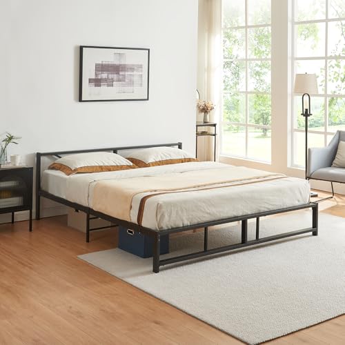 [en.casa] Bett Meran Metallbett 180 x 200 cm Doppelbett Bettgestell aus Metall Betten Stauraum unter dem Bett Bettrahmen Stahl Schwarz von [en.casa]
