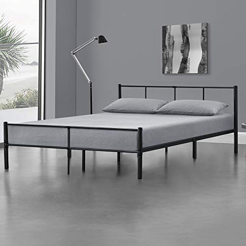 [en.casa] Metallbett 180x200 cm Bettgestell mit Lattenrost Bettrahmen Stahl Schwarz von [en.casa]