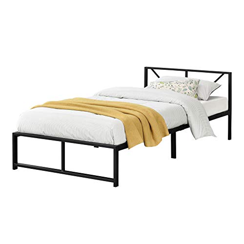 [en.casa] Metallbett 90x200 cm Bettgestell mit Latten Einzelbett bis 200 kg Metallgestell Schwarz von [en.casa]