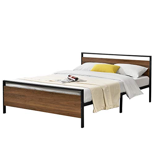 [en.casa] Metallbett Finse 140 x 200 cm Jugendbett Doppelbett Gästebett Metall Bettgestell Schwarz Stahlrahmen von [en.casa]