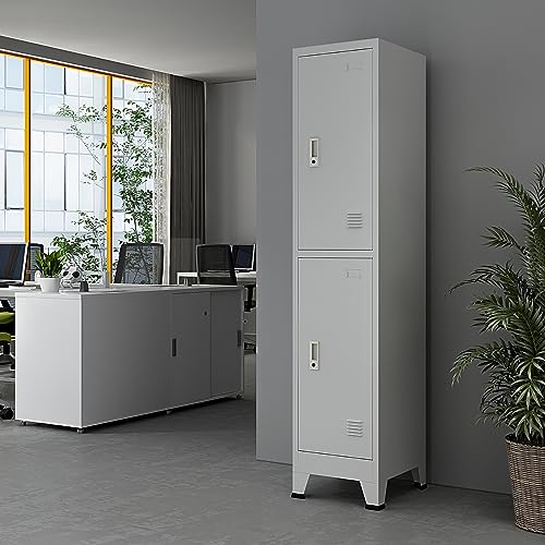 [en.casa] Metallschrank Joroinen mit 2 Türen abschließbarer Stahlschrank Schließfachschrank Spind Werkstatt Umkleideschrank Aufbewahrungsschrank 180 x 38 x 45 cm Grau von [en.casa]