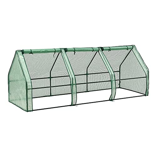 [en.casa] Mini Gewächshaus Höflein 240x90x90cm Foliengewächshaus für draußen Treibhaus mit Reißverschluss und 3 Fenstern Gitternetzfolie Grün von [en.casa]