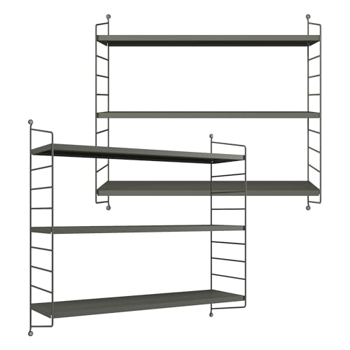 [en.casa] Modulares Wandregal Strängnäs 2er Set Metallregal Anthrazitgrau Hängeregal mit 3 Regalböden Badregal Küchenwandregal Wandablage Wohnzimmer von [en.casa]