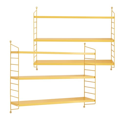 [en.casa] Modulares Wandregal Strängnäs 2er Set Metallregal Gelb Hängeregal mit 3 Regalböden Badregal Küchenwandregal Wandablage Wohnzimmer von [en.casa]