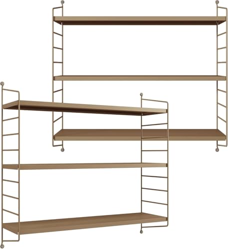 [en.casa] Modulares Wandregal Strängnäs 2er Set Metallregal Hellbraun Hängeregal mit 3 Regalböden Badregal Küchenwandregal Wandablage Wohnzimmer von [en.casa]