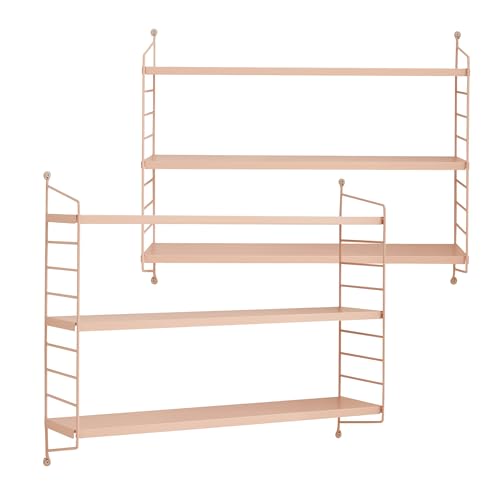[en.casa] Modulares Wandregal Strängnäs 2er Set Metallregal Peachy Beige Hängeregal mit 3 Regalböden Badregal Küchenwandregal Wandablage Wohnzimmer von [en.casa]