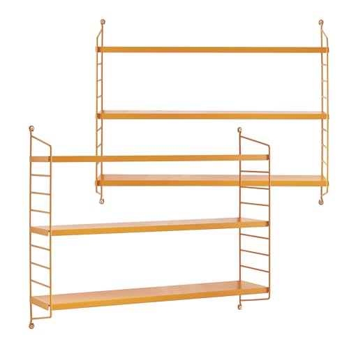 [en.casa] Modulares Wandregal Strängnäs 2er Set Metallregal Orange Hängeregal mit 3 Regalböden Badregal Küchenwandregal Wandablage Wohnzimmer von [en.casa]