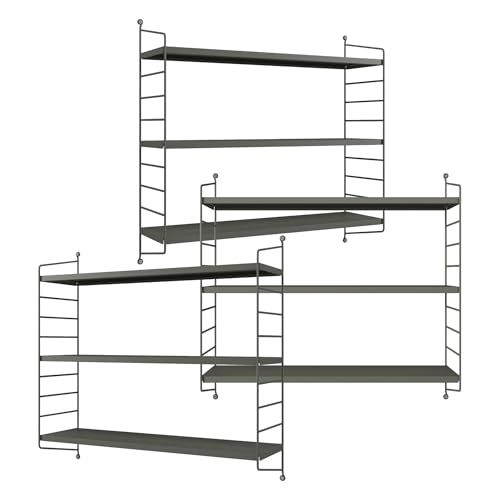 [en.casa] Modulares Wandregal Strängnäs 3er Set Metallregal Anthrazitgrau Hängeregal mit 3 Regalböden Badregal Küchenwandregal Wandablage Wohnzimmer von [en.casa]