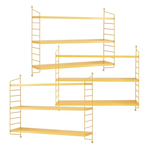 [en.casa] Modulares Wandregal Strängnäs 3er Set Metallregal Gelb Hängeregal mit 3 Regalböden Badregal Küchenwandregal Wandablage Wohnzimmer von [en.casa]