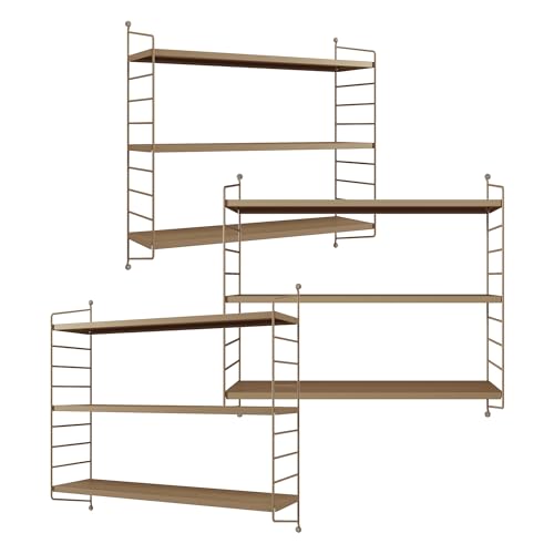 [en.casa] Modulares Wandregal Strängnäs 3er Set Metallregal Hellbraun Hängeregal mit 3 Regalböden Badregal Küchenwandregal Wandablage Wohnzimmer von [en.casa]
