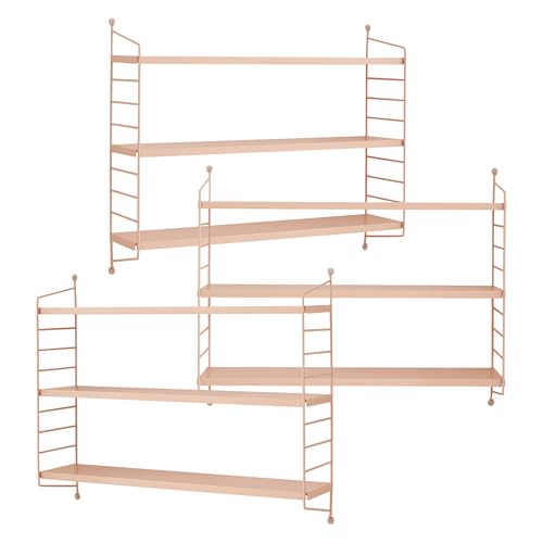 [en.casa] Modulares Wandregal Strängnäs 3er Set Metallregal Peachy Beige Hängeregal mit 3 Regalböden Badregal Küchenwandregal Wandablage Wohnzimmer von [en.casa]