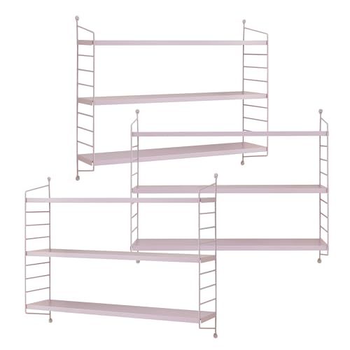 [en.casa] Modulares Wandregal Strängnäs 3er Set Metallregal Lila Hängeregal mit 3 Regalböden Badregal Küchenwandregal Wandablage Wohnzimmer von [en.casa]