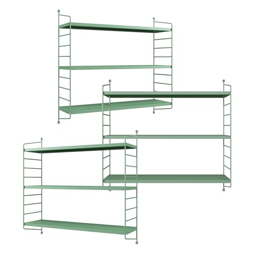[en.casa] Modulares Wandregal Strängnäs 3er Set Metallregal Pastellgrün Hängeregal mit 3 Regalböden Badregal Küchenwandregal Wandablage Wohnzimmer von [en.casa]