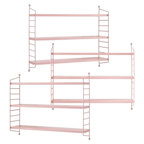[en.casa] Modulares Wandregal Strängnäs 3er Set Metallregal Rosa Hängeregal mit 3 Regalböden Badregal Küchenwandregal Wandablage Wohnzimmer von [en.casa]