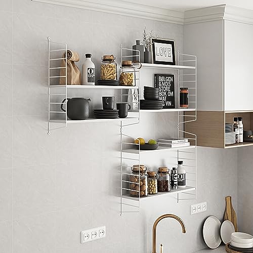 [en.casa] Modulares Wandregal Strängnäs 3er Set Metallregal Weiß Hängeregal mit 3 Regalböden Badregal Küchenwandregal Wandablage Wohnzimmer von [en.casa]