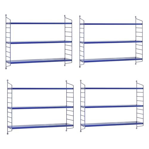 [en.casa] Modulares Wandregal Strängnäs 4er Set Metallregal Blau Hängeregal mit 3 Regalböden Badregal Küchenwandregal Wandablage Wohnzimmer von [en.casa]