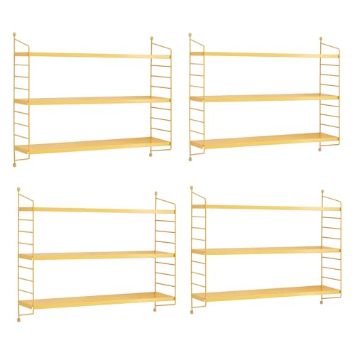[en.casa] Modulares Wandregal Strängnäs 4er Set Metallregal Gelb Hängeregal mit 3 Regalböden Badregal Küchenwandregal Wandablage Wohnzimmer von [en.casa]
