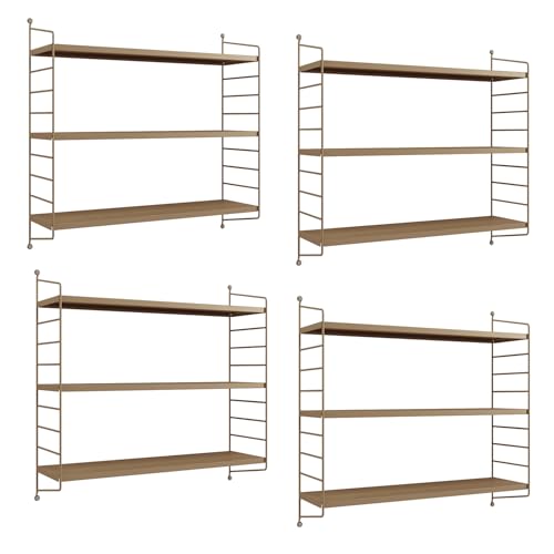 [en.casa] Modulares Wandregal Strängnäs 4er Set Metallregal Hellbraun Hängeregal mit 3 Regalböden Badregal Küchenwandregal Wandablage Wohnzimmer von [en.casa]