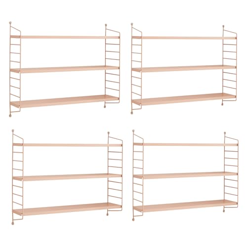 [en.casa] Modulares Wandregal Strängnäs 4er Set Metallregal Peachy Beige Hängeregal mit 3 Regalböden Badregal Küchenwandregal Wandablage Wohnzimmer von [en.casa]