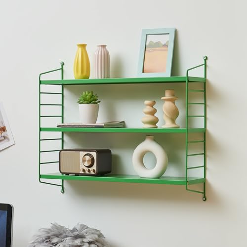 [en.casa] Modulares Wandregal Strängnäs Metallregal Apfelgrün Hängeregal mit 3 Regalböden Badregal Küchenwandregal Wandablage Wohnzimmer von [en.casa]