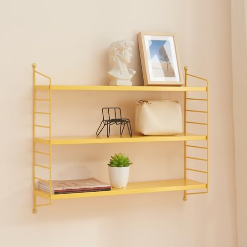[en.casa] Modulares Wandregal Strängnäs Metallregal Gelb Hängeregal mit 3 Regalböden Badregal Küchenwandregal Wandablage Wohnzimmer von [en.casa]