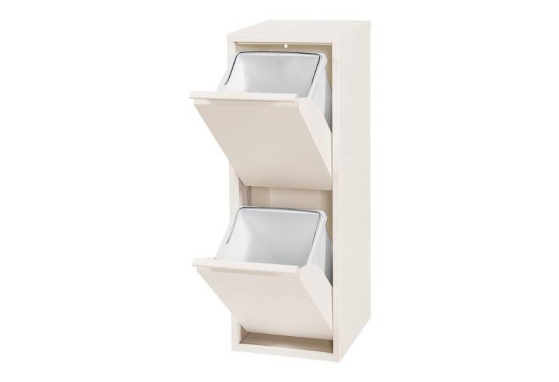 en.casa Mülltrennsystem, »Sollentuna« mit 2 Kippfächern Metall 2 x 14 L Eimer Pfefferweiß von en.casa