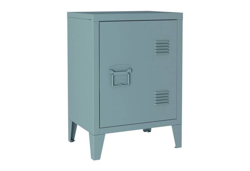en.casa Nachtschrank (1-St) »Inari« mit Türgriff links Stahl 57 x 40 x 30 cm Graublau von en.casa