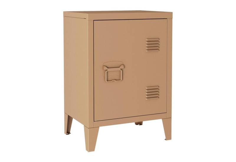en.casa Nachtschrank (1-St) »Inari« mit Türgriff links Stahl 57 x 40 x 30 cm Hellbraun matt von en.casa