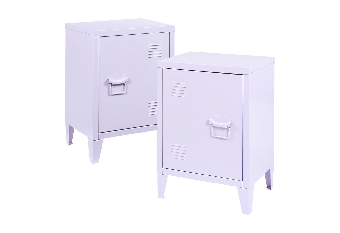 en.casa Nachtschrank (2-St., 2er Set) »Inari« mit Türgriff rechts und links Stahl 57 x 40 x 30 cm Lila von en.casa