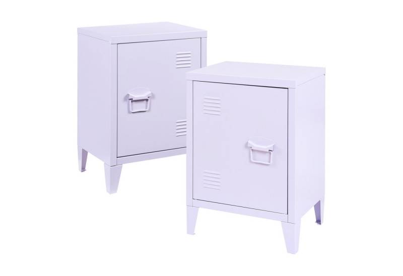 en.casa Nachtschrank (2-St., 2er Set) »Inari« mit Türgriff rechts und links Stahl 57 x 40 x 30 cm Lila von en.casa