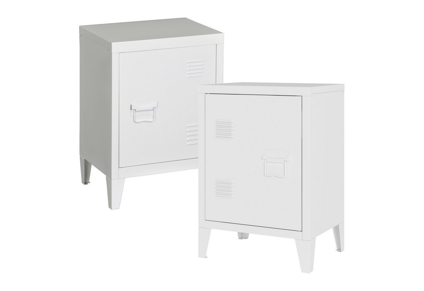 en.casa Nachtschrank (2er Set) »Inari« mit Türgriff rechts und links Stahl 57 x 40 x 30 cm Weiß von en.casa