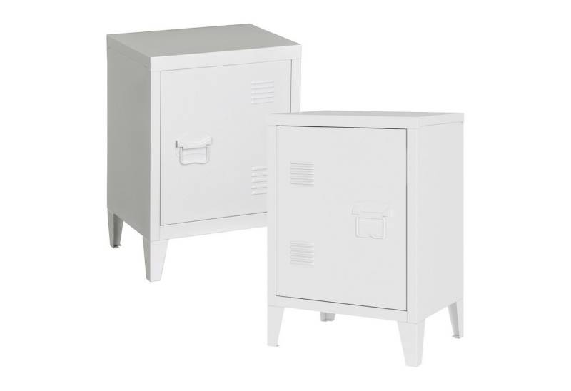 en.casa Nachtschrank (2er Set) »Inari« mit Türgriff rechts und links Stahl 57 x 40 x 30 cm Weiß von en.casa