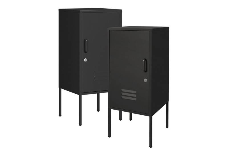 en.casa Nachtschrank (2er Set) »Hausjärvi« 82 x 35 x 35 cm Türgriff rechts und links Stahl Schwarz von en.casa