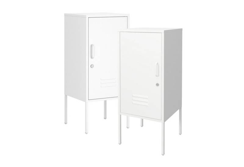 en.casa Nachtschrank (2er Set) »Hausjärvi« 82 x 35 x 35 cm Türgriff rechts und links Stahl Weiß von en.casa